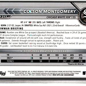 2022 Bowman Chrome Prospects #BCP-212 Colson Montgomery Chicago White Sox Baseball Trading Card