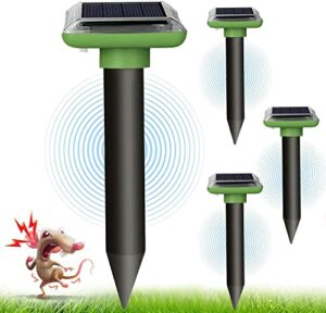 solar mole repellent ultrasonic,ultrasonic pest repeller,snake repellent,deterrents for garden outdoor waterproof,pest deterrent repelling mole, gopher, mole, mouse, snake, rodent (4 pack)