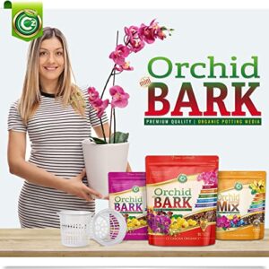 Organic Orchid Potting Bark - Made in USA Premium Mini Bark Garden Soil Amendment Mix for Proper Root Development of Phalaenopsis, Cattleyas, Indoor/Outdoor Plants, Reptile Terrarium Bedding and more!
