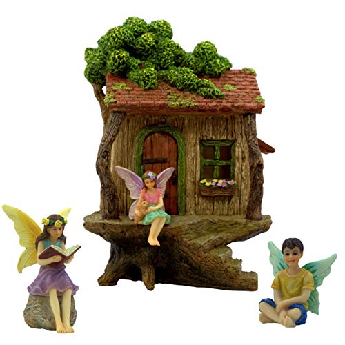 PRETMANNS Fairy Garden House Kit - Fairy Houses for Gardens - Fairy House Kit with Fairies for Fairy Garden, Fairy Garden Kit with a Fairy House & Garden Fairies - Fairy Garden Accessories Outdoor