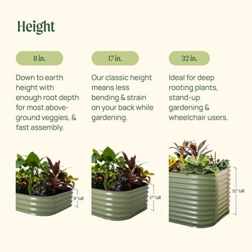 Vego garden Raised Garden Bed Kits, 17" Tall 6 in 1 Modular Metal Raised Planter Bed for Vegetables Flowers Patio Ground Planter Box-Olive Green