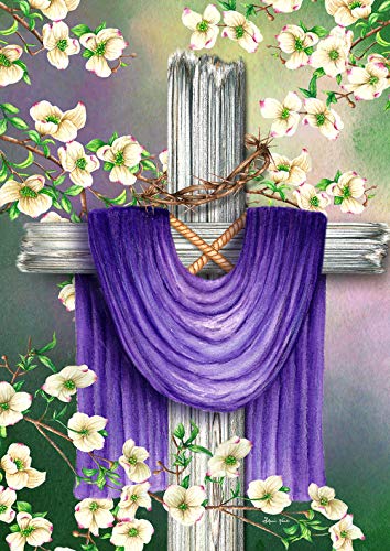 Toland Home Garden 1112324 Easter Cross Easter Flag 12x18 Inch Double Sided Easter Garden Flag for Outdoor House religious Flag Yard Decoration