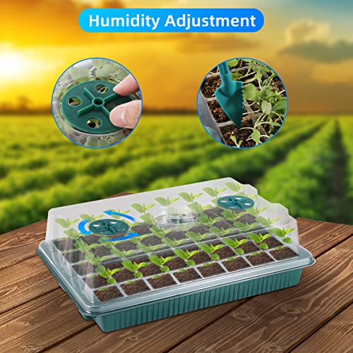 Seed Starter Tray, 80 Cells Seed Starter Kit with 360°Full Spectrum Grow Lights for Seed Starting, 72 LED Height-Adjustable Seed Starting Lights, Timable,Germination Tray with Humidity Control Domes