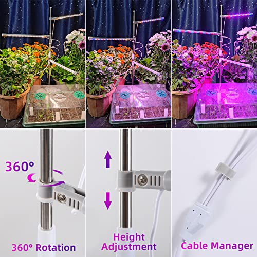 Seed Starter Tray, 80 Cells Seed Starter Kit with 360°Full Spectrum Grow Lights for Seed Starting, 72 LED Height-Adjustable Seed Starting Lights, Timable,Germination Tray with Humidity Control Domes