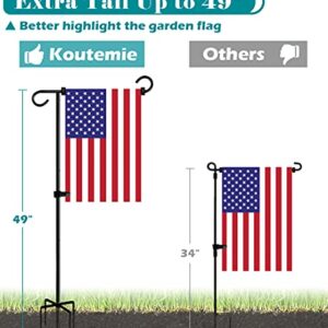 Koutemie 49 Inch Extra Tall Garden Flag Stand Holder Pole with 5 Prong Bases for 12 x 18 Outside Fall Yard Flags Décor, Matte Black