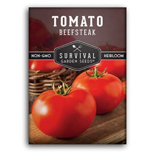 survival garden seeds – beefsteak tomato seed for planting – packet with instructions to plant and grow delicious tomatoes in your home vegetable garden – non-gmo heirloom variety – 1 pack