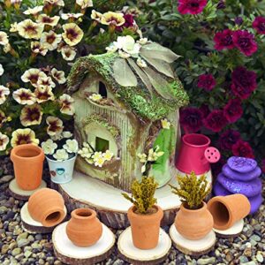 16 PCS Small Mini Clay Pots 0.6 Inch Terracotta Pot Small Flower Pot for Crafts Doll House Flower Pots for DIY Garden Plants and Office Desktop Windowsill Decoration 2 Styles