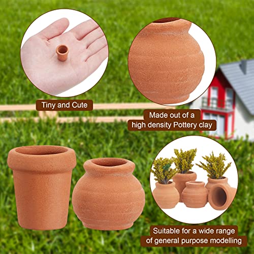 16 PCS Small Mini Clay Pots 0.6 Inch Terracotta Pot Small Flower Pot for Crafts Doll House Flower Pots for DIY Garden Plants and Office Desktop Windowsill Decoration 2 Styles