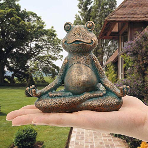 Nacome Meditating Frog Miniature Figurine,Zen Yoga Frog Garden Statue Ornament- Indoor/Outdoor Garden Sculpture for Fairy Garden,Home, Patio,Deck,Porch Yard Art Decoration,5 inch(Copper)