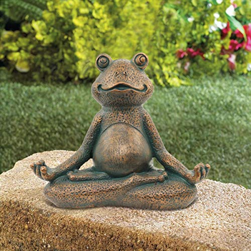 Nacome Meditating Frog Miniature Figurine,Zen Yoga Frog Garden Statue Ornament- Indoor/Outdoor Garden Sculpture for Fairy Garden,Home, Patio,Deck,Porch Yard Art Decoration,5 inch(Copper)