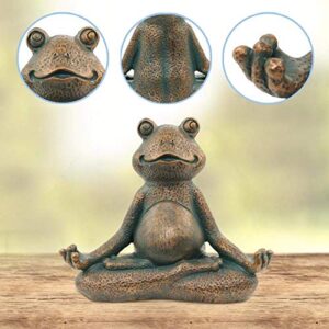 Nacome Meditating Frog Miniature Figurine,Zen Yoga Frog Garden Statue Ornament- Indoor/Outdoor Garden Sculpture for Fairy Garden,Home, Patio,Deck,Porch Yard Art Decoration,5 inch(Copper)