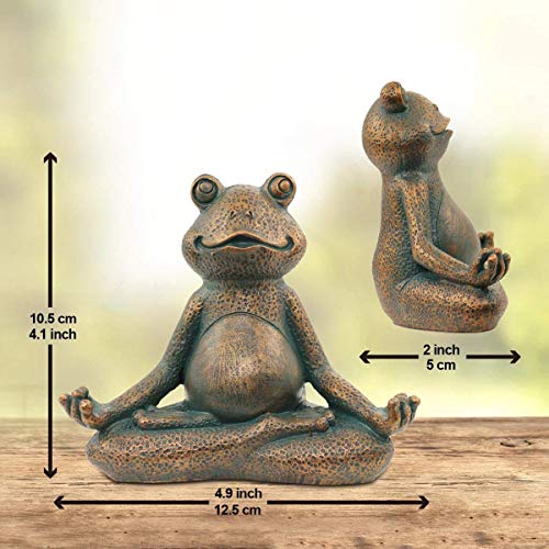 Nacome Meditating Frog Miniature Figurine,Zen Yoga Frog Garden Statue Ornament- Indoor/Outdoor Garden Sculpture for Fairy Garden,Home, Patio,Deck,Porch Yard Art Decoration,5 inch(Copper)