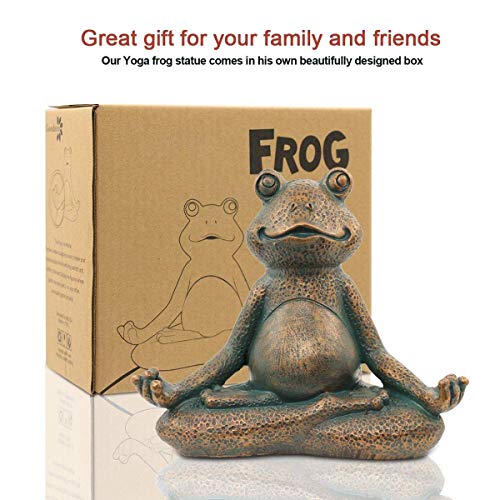 Nacome Meditating Frog Miniature Figurine,Zen Yoga Frog Garden Statue Ornament- Indoor/Outdoor Garden Sculpture for Fairy Garden,Home, Patio,Deck,Porch Yard Art Decoration,5 inch(Copper)