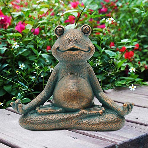 Nacome Meditating Frog Miniature Figurine,Zen Yoga Frog Garden Statue Ornament- Indoor/Outdoor Garden Sculpture for Fairy Garden,Home, Patio,Deck,Porch Yard Art Decoration,5 inch(Copper)