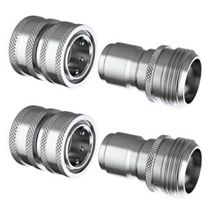 essential washer garden hose quick connect hose fittings – 3/4 inch stainless steel water hose quick connect set – garden hose connector set, pressure washer adapter, great for rv or pressure washer