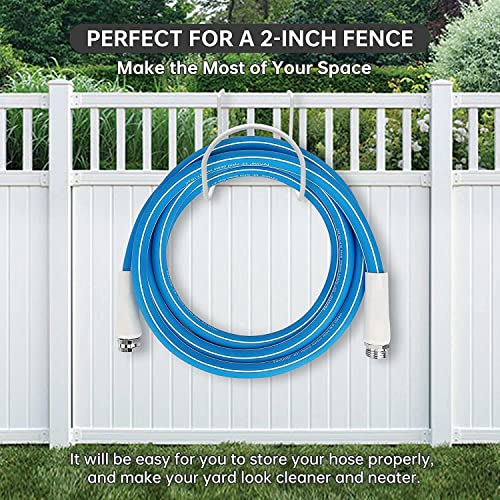 Jantens Hose Holder, Heavy Duty Steel Hose Hanger Wall Mount for Outside, Powder Coated Vinyl Fence Hook for Expandable Hose, Hose Reel, Water Hose, Pocket Hose, Flexible Hose, Magic Hose (White)