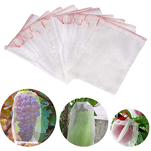 50pcs Bird Netting Bags, Fruit Protection Bags Mesh, Garden Insect Net Bags with Drawstring, 6" X 10" Mosquito Netting Bag Garden Pest Barrier for Protecting Plant Fruits Trees Vegetables and Flower.