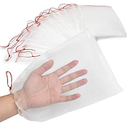 50pcs Bird Netting Bags, Fruit Protection Bags Mesh, Garden Insect Net Bags with Drawstring, 6" X 10" Mosquito Netting Bag Garden Pest Barrier for Protecting Plant Fruits Trees Vegetables and Flower.