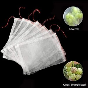 50pcs Bird Netting Bags, Fruit Protection Bags Mesh, Garden Insect Net Bags with Drawstring, 6" X 10" Mosquito Netting Bag Garden Pest Barrier for Protecting Plant Fruits Trees Vegetables and Flower.