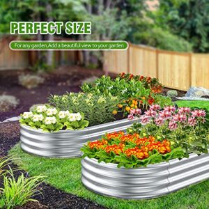 2 Pcs 9 x 3 x 1 FT Galvanized Steel Raised Garden Bed, Large Galvanized Steel Outdoor Planter Box for for Easy to DIY and Clean - Raised Garden Beds Outdoor for backyards, terraces and Balconies