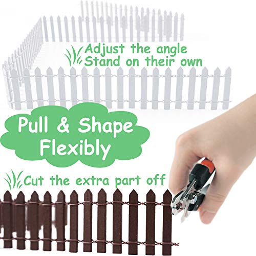 MoHern Miniature Fairy Garden Accessories, 80 Inch Fairy Garden Fence, Fairy Garden Supplies, Brown and White Fairy Garden Kits