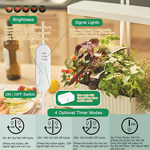 J&C LED Indoor Garden LED Height Adjustable LED Plant Grow Light, Built-in Smart Timer, Herb Garden Seed Starter Kit, Home Garden, Vegan Indoor Gardening, DIY Gifts, White（Plant &Pots Not Included