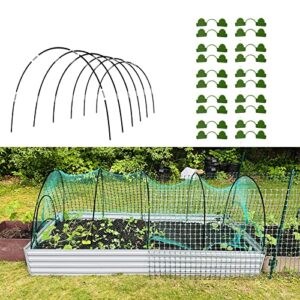 garden hoops for diy grow tunnel, rust-proof fiberglass support frame greenhouse hoops for raised beds, garden fabric, garden support frame, 30pcs