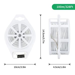 KINGLAKE 328 Feet Plastic Plant Twist Tie White Garden Plants Tie Multi-Use for Secure Vines,Plants