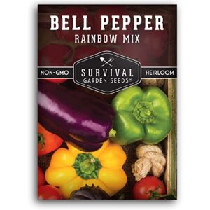 Survival Garden Seeds - Rainbow Bell Pepper Seed Mix for Planting - Packet with Instructions to Plant and Grow Delicious Sweet Peppers in Your Home Vegetable Garden - Non-GMO Heirloom Varieties