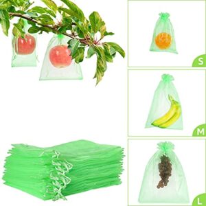 mixc 50 pcs fruit protection bags,6”×8”fruit netting bags for fruit trees fruit cover mesh bag with drawstring netting barrier bags for plant fruit flower