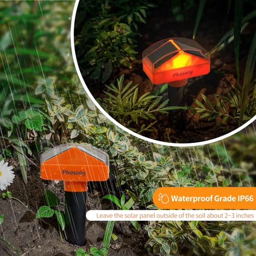 Phosooy Solar Mole Repellent, 4 Pack Gopher Sonic Spikes, Waterproof Rodent Deterrent Devices to Get Rid of Moles in Your Yard Garden Lawn Home Outdoor