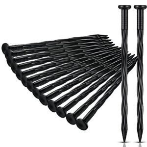150 pack 8 inch plastic edging nails spiral landscape edging stakes anchoring garden spikes ground stakes lawn spikes for paver edging, weed barriers, turf, house construction(black)