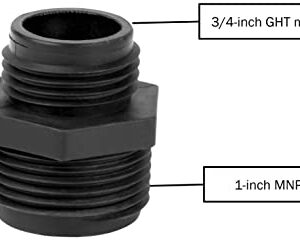 Little Giant GH-1 1-Inch MNPT by 0.75-Inch GHT Garden Hose Reducer/Adapter for Sump, Utility, Pond or Hydroponic Pumps, Black, 599030