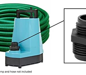 Little Giant GH-1 1-Inch MNPT by 0.75-Inch GHT Garden Hose Reducer/Adapter for Sump, Utility, Pond or Hydroponic Pumps, Black, 599030