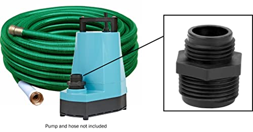 Little Giant GH-1 1-Inch MNPT by 0.75-Inch GHT Garden Hose Reducer/Adapter for Sump, Utility, Pond or Hydroponic Pumps, Black, 599030