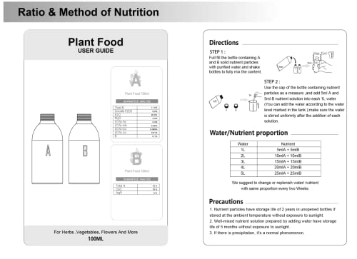 LetPot Indoor Plant Food (400ml in Total), All-Purpose Concentrated Fertilizer for Hydroponics System, Potted Houseplants