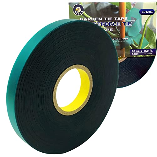 Ugold 8mil Extra Thick 150 Feet x 1/2'' Stretch Plant Tie Tape, Garden Tie Tape for Planting and Grafting, Plant Ribbon for Tomatoes, Grapes and Trees, Green Tie Tape, Garden Stake for Vinyard