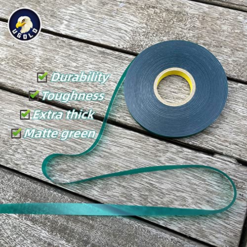 Ugold 8mil Extra Thick 150 Feet x 1/2'' Stretch Plant Tie Tape, Garden Tie Tape for Planting and Grafting, Plant Ribbon for Tomatoes, Grapes and Trees, Green Tie Tape, Garden Stake for Vinyard