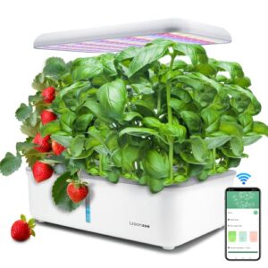 hydroponics growing system indoor garden, indoor gardening system with 14 pods, wifi indoor herb garden, herb garden kit indoor with grow light, adjustable height up to 20″, auto pump, 5l water tank