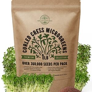 Cress Sprouting & Microgreens Seeds - Non-GMO, Heirloom Sprout Seeds Kit in Bulk 1lb Resealable Bag for Planting & Growing Microgreens in Soil, Coconut Coir, Garden, Aerogarden & Hydroponic System.