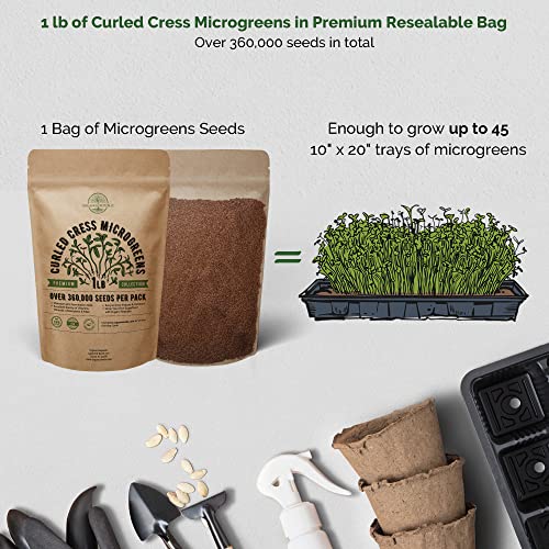 Cress Sprouting & Microgreens Seeds - Non-GMO, Heirloom Sprout Seeds Kit in Bulk 1lb Resealable Bag for Planting & Growing Microgreens in Soil, Coconut Coir, Garden, Aerogarden & Hydroponic System.