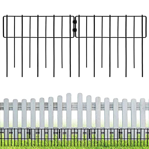 Samamixx Animal Barrier Fence, 10 Pack No Dig Fencing 10.83ft(L) × 12in(H) Garden Fence Border for Dog Rabbit Pet, Decorative Metal Small Fence Panels for Outdoor Yard Patio Landscape, T Shape