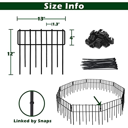 Samamixx Animal Barrier Fence, 10 Pack No Dig Fencing 10.83ft(L) × 12in(H) Garden Fence Border for Dog Rabbit Pet, Decorative Metal Small Fence Panels for Outdoor Yard Patio Landscape, T Shape