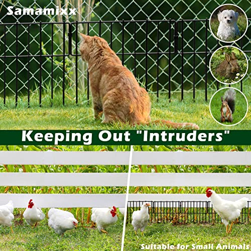 Samamixx Animal Barrier Fence, 10 Pack No Dig Fencing 10.83ft(L) × 12in(H) Garden Fence Border for Dog Rabbit Pet, Decorative Metal Small Fence Panels for Outdoor Yard Patio Landscape, T Shape