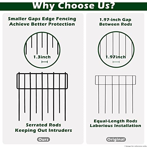 Samamixx Animal Barrier Fence, 10 Pack No Dig Fencing 10.83ft(L) × 12in(H) Garden Fence Border for Dog Rabbit Pet, Decorative Metal Small Fence Panels for Outdoor Yard Patio Landscape, T Shape