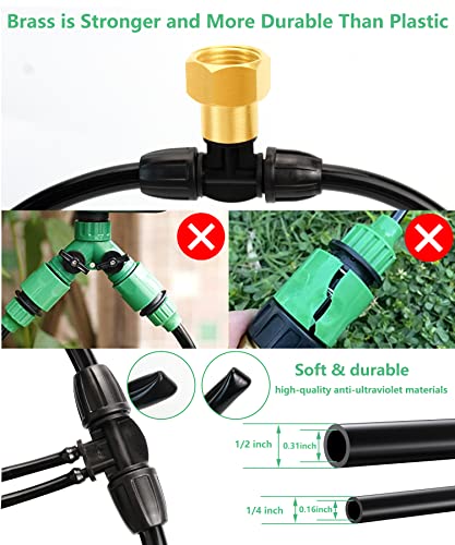 POANES Drip Irrigation Kit, 100FT Garden Watering System with 40FT 1/4 inch and 60FT 1/2 inch Blank Distribution Tubing Hose Distribution Tubing Adjustable Nozzle Emitters Sprinkler Barbed Fittings