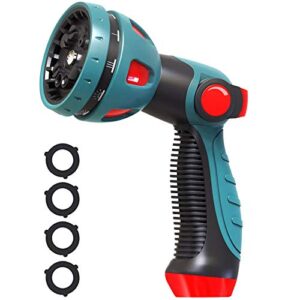 garden hose nozzle, 10 patterns metal water hose nozzle heavy duty hose spray nozzle with thumb control for watering lawns,car washing,bathing pets