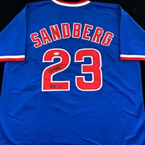 Ryne Sandberg Signed Autographed Blue Baseball Jersey with JSA COA - Size XL - Chicago Great