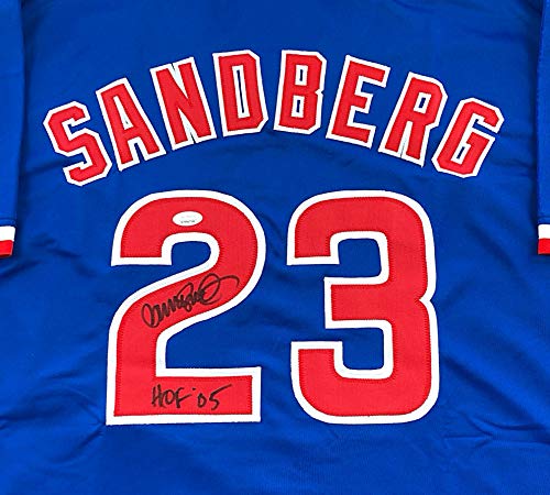 Ryne Sandberg Signed Autographed Blue Baseball Jersey with JSA COA - Size XL - Chicago Great