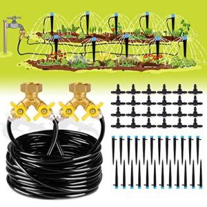hiraliy 98.4ft drip irrigation kit, garden watering system, 6x4mm blank distribution tubing diy automatic irrigation equipment set for outdoor plants, micro drip irrigation kit for greenhouse flower, bed patio, lawn